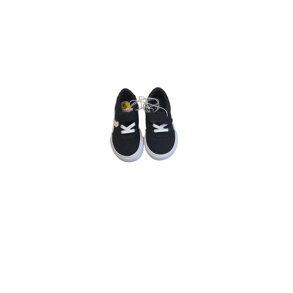 Toddler Kids Black Canvas Low Top Sneakers Velcro Strap Size 5 NWOT